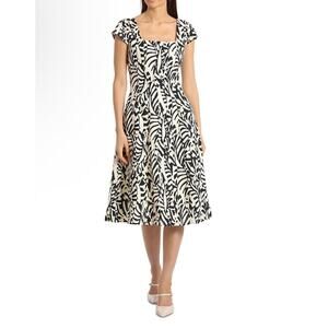 Bagatelle Printed Square Neck Seamed Flare Midi Dress Womens Size XL